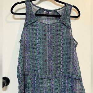 American Eagle Tank Top Women's M Medium Blue Purple Sleeveless Boho Blouse